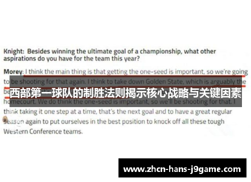 西部第一球队的制胜法则揭示核心战略与关键因素